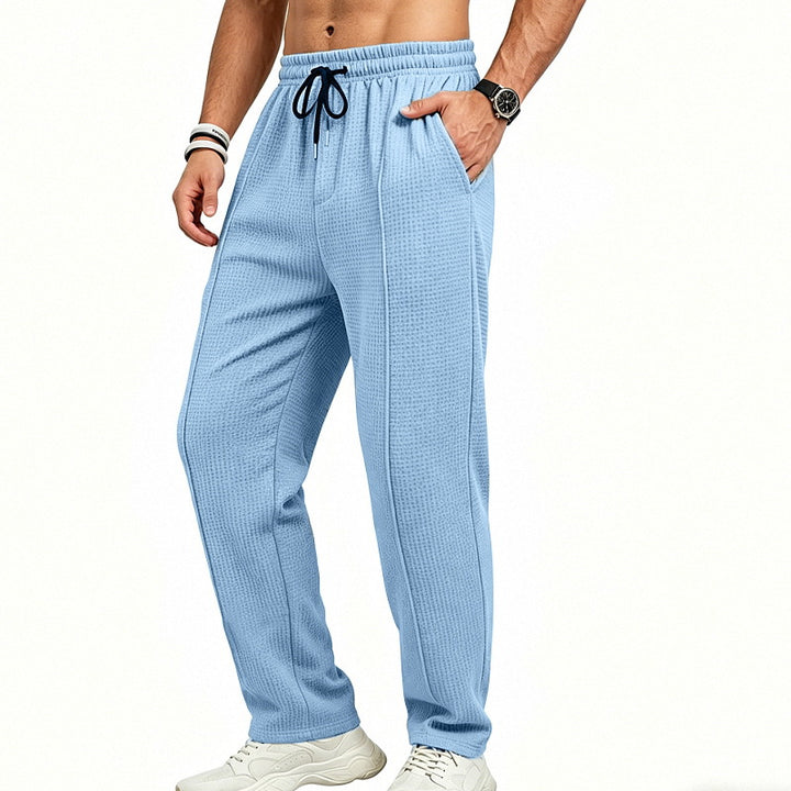Herren Texturierte Relax-Fit Jogginghose mit Bügelfalte und Kordelzug – Sorevano