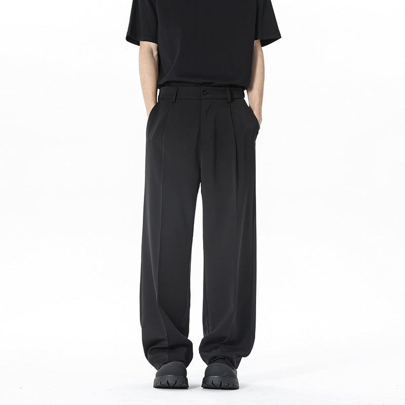 Herren nan weite Bundfalte Stoffhose mit hoher Taille, gerade Beinform und dezenten Seitentaschen Echo Archiv