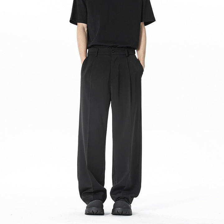 Herren nan weite Bundfalte Stoffhose mit hoher Taille, gerade Beinform und dezenten Seitentaschen Echo Archiv