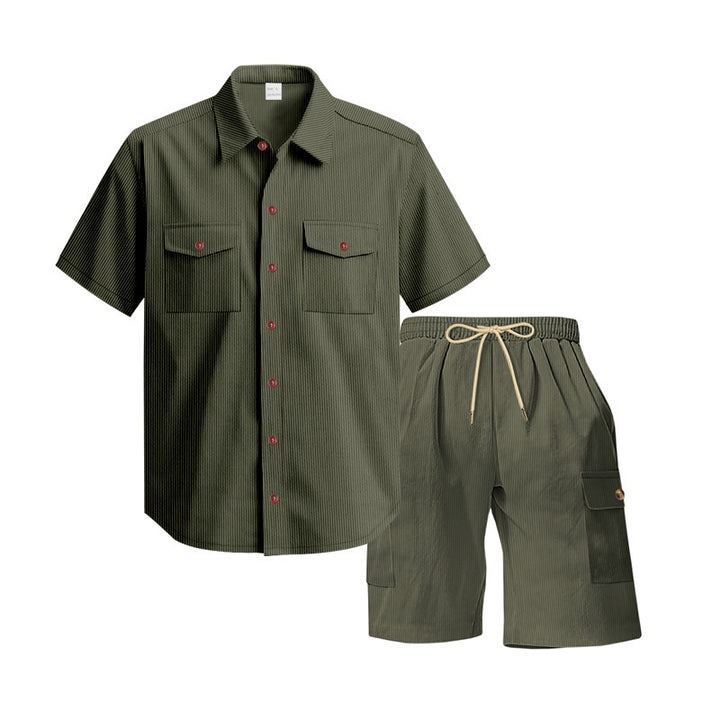 Herren lässiges Kurzarmhemd mit Cargo-Shorts Set Echoarchiv