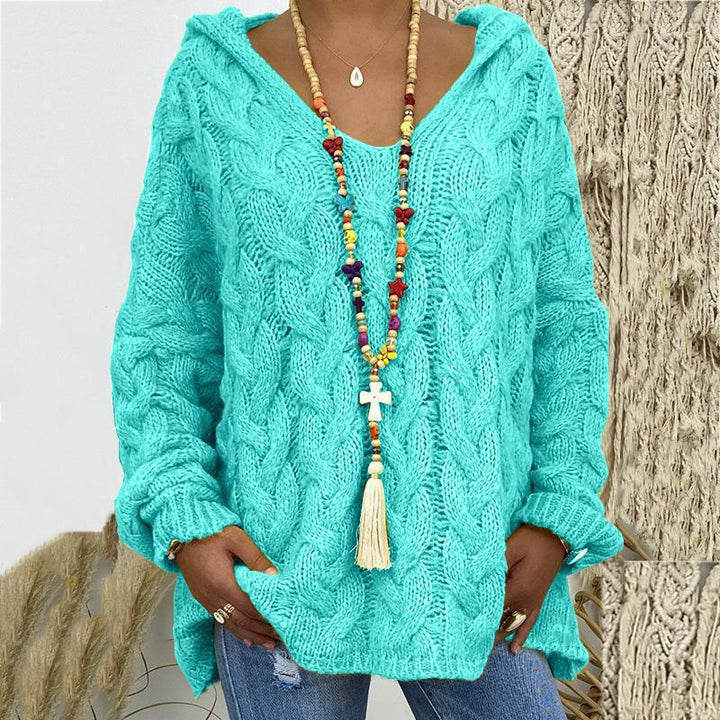 Damen nan grob gestrickter Kapuzenpullover mit Zopfmuster und weitem Oversize-Schnitt Echo Archiv