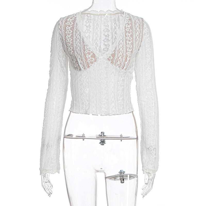 Damen Spitzenbluse mit transparentem Design und langen Ärmeln Echo Archiv