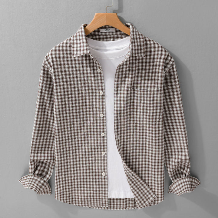 Herren Karo-Lounge-Hemdjacke aus Baumwollmix mit Relaxed-Fit und Button-Down-Front Echoarchiv