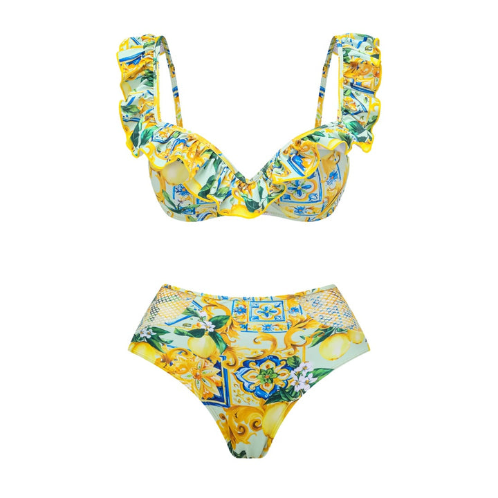 Damen Bikiniset mit elegantem Rüschendesign und maxi Rock Echo Archiv