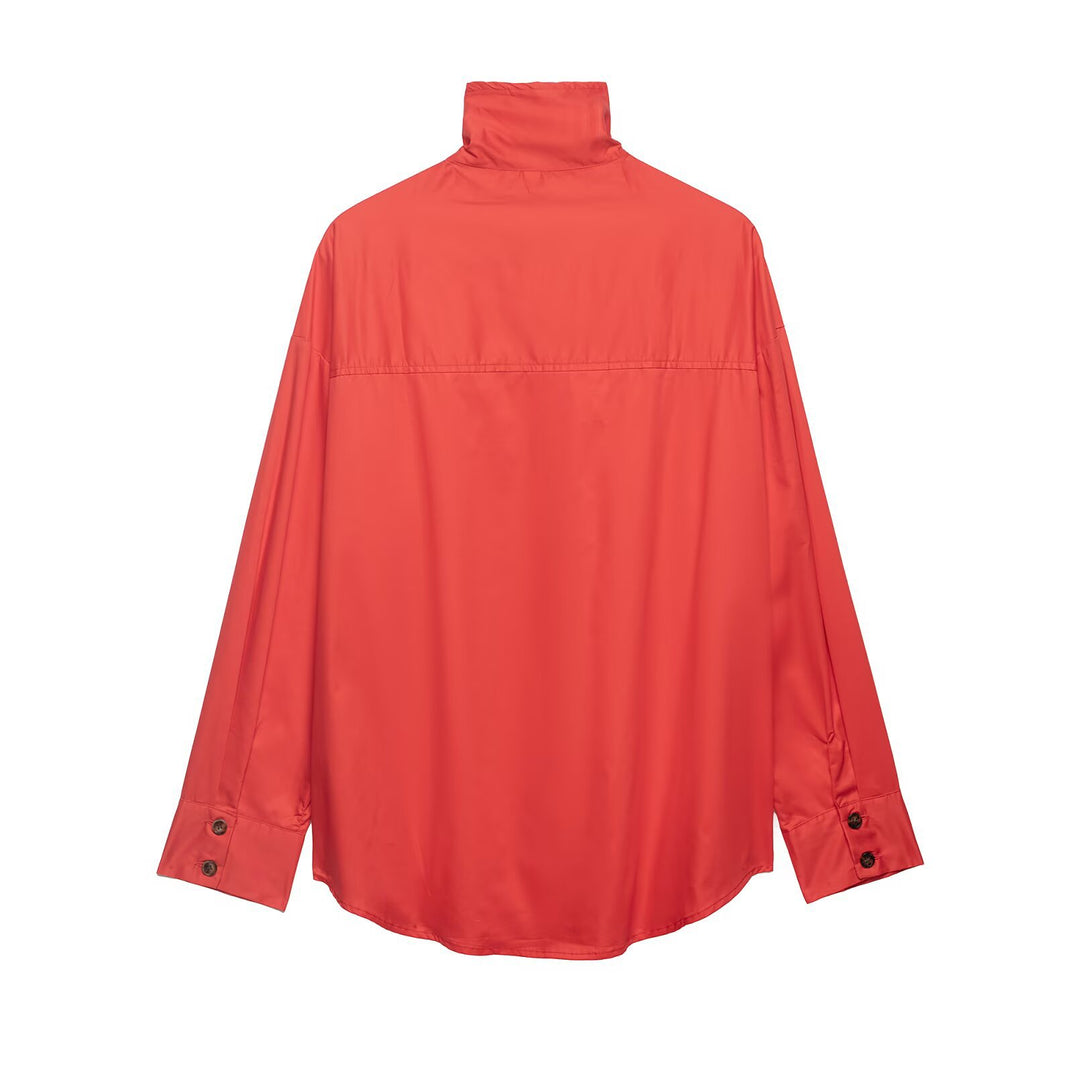 Damen Oversize Hemdjacke mit Stehkragen und durchgehender Knopfleiste Echo Archiv