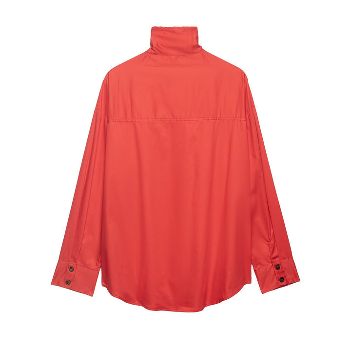 Damen Oversize Hemdjacke mit Stehkragen und durchgehender Knopfleiste Echo Archiv