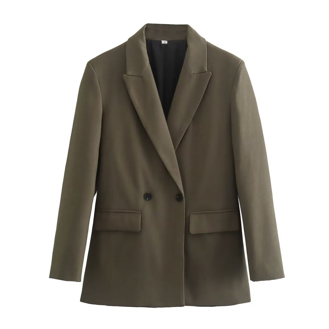 Damen nan taillierter Doppelreiher-Blazer mit spitzem Revers, Pattentaschen und leichtem Innenfutter Echo Archiv