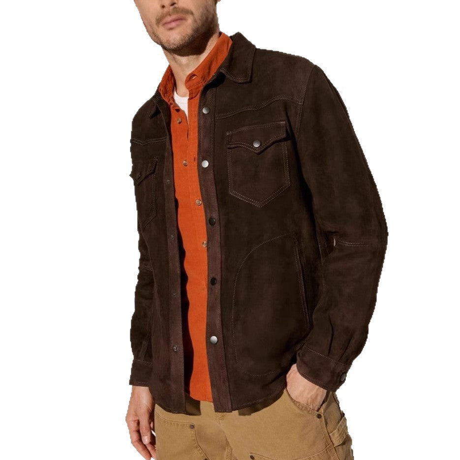 Herren elegante Wildlederjacke mit praktischen Taschen Echoarchiv
