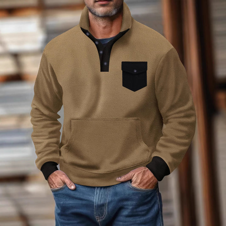 Herren lässiger Pullover mit funktionaler Brusttasche Echoarchiv