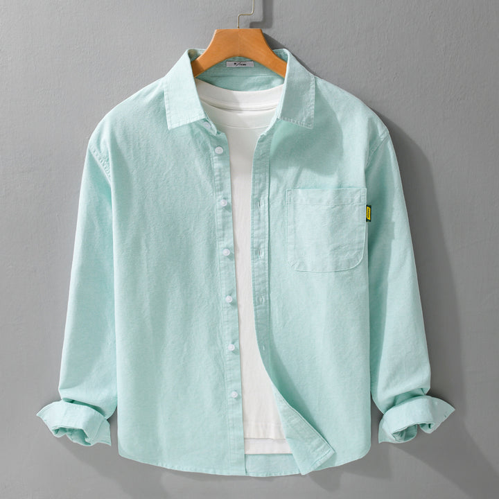 Damen Leichtes Baumwoll-Overshirt mit Kentkragen, aufgesetzter Brusttasche und Relaxed-Fit Echoarchiv