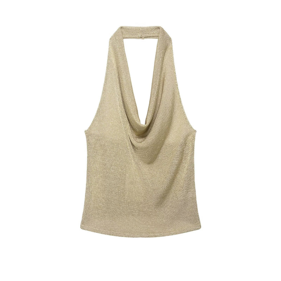 Damen Haltertop mit elegantem Wasserfall-Ausschnitt und schimmernden Akzenten Echo Archiv