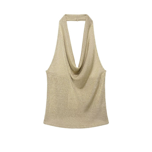 Damen Haltertop mit elegantem Wasserfall-Ausschnitt und schimmernden Akzenten Echo Archiv