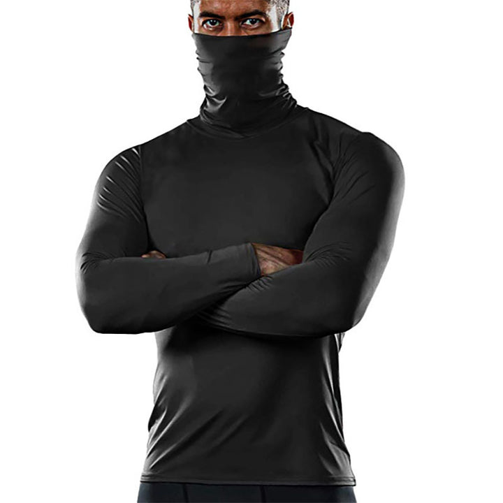 Herren funktionales Langarmshirt mit hohem Kragen und feuchtigkeitsregulierendem Material Echoarchiv