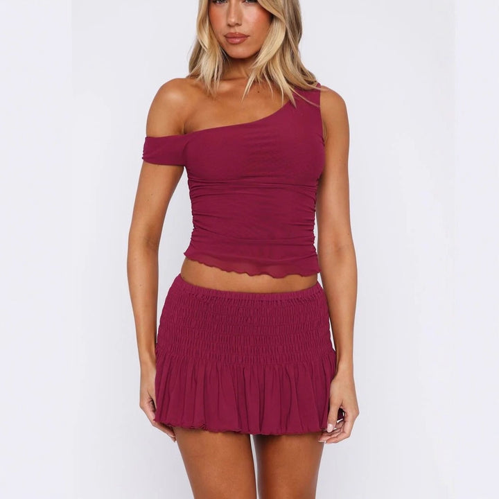 Damen Set mit off-shoulder Oberteil und gerafftem Rock Echo Archiv