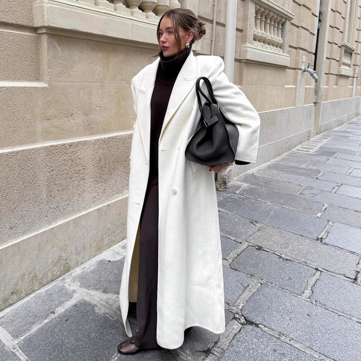 Damen Maxilanger doppelreihiger Wollmix-Mantel mit Oversize-Schnitt und Reverskragen Echoarchiv