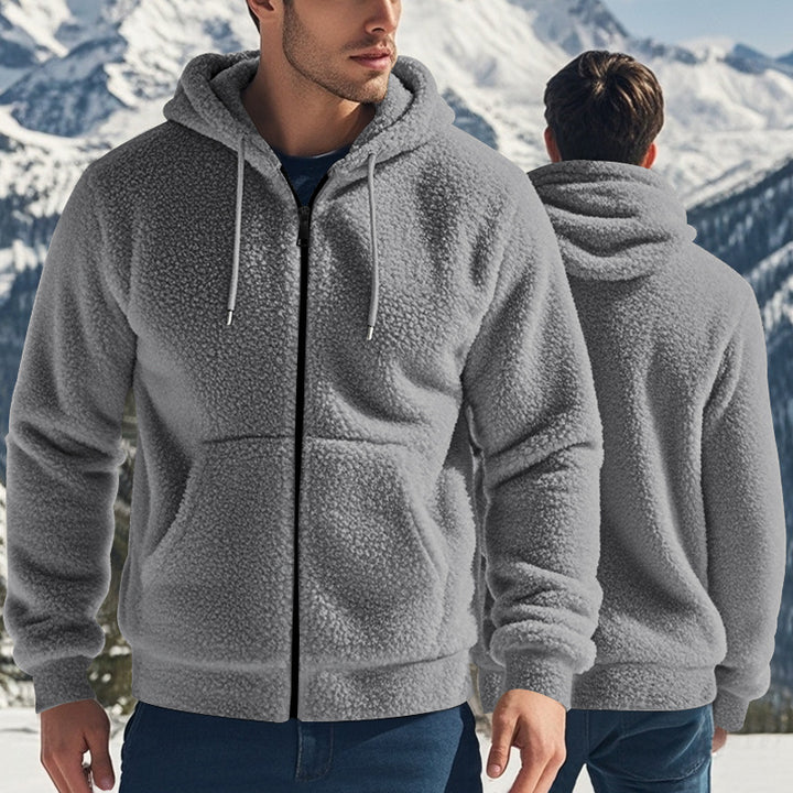 Herren Fleece-Kapuzenjacke mit hochwertigem Teddy-Futter und praktischen Taschen Echoarchiv