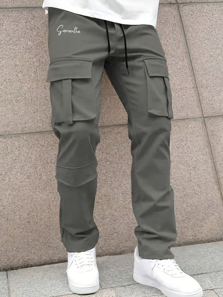 Herren Cargo-Hose mit vielseitigen funktionalen Taschen und elastischem Bund Hedi-Mode