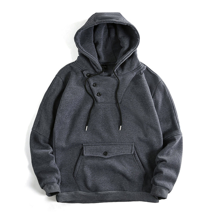 Herren lässiger Kapuzenpullover mit Knopfdetails und praktischen Taschen Echoarchiv