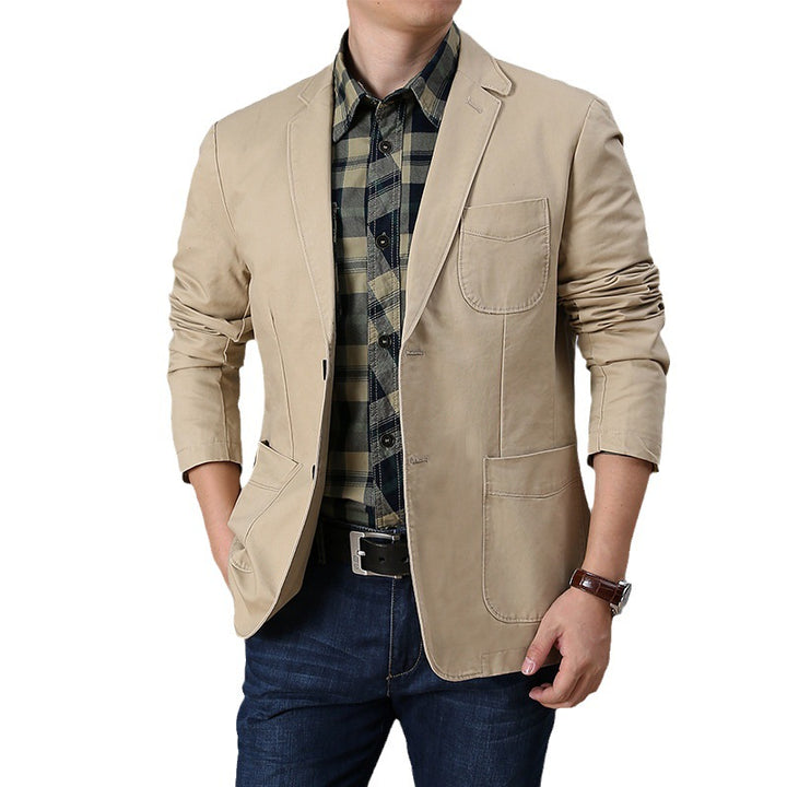 Herren legerer Baumwollblazer mit aufgesetzten Taschen und klassischem Knopfverschluss Echo Archiv
