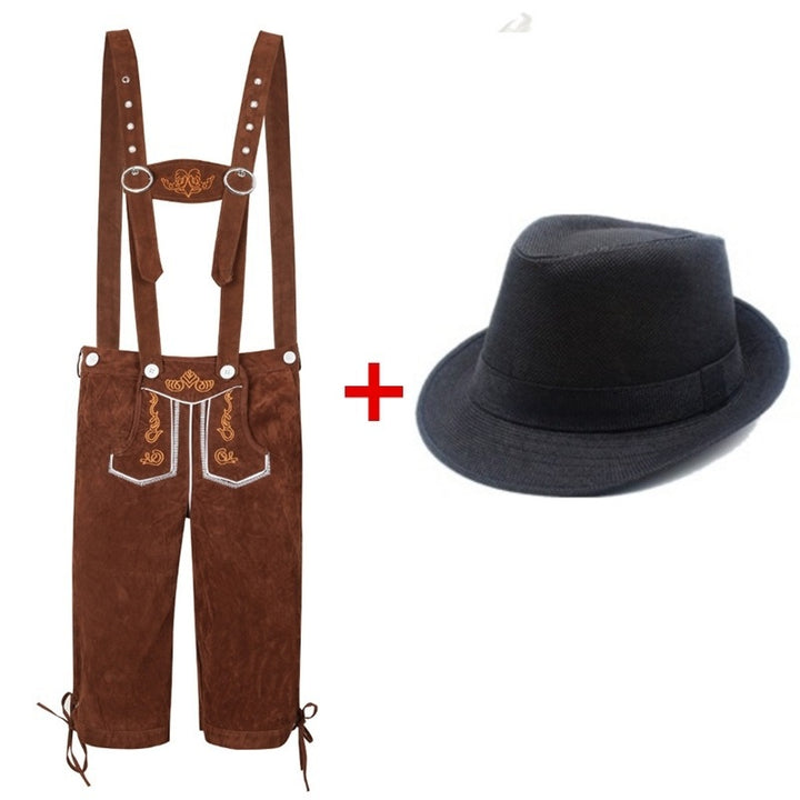 Herren nan kurze Trachtenlederhose mit verstellbaren Trägern und traditionellen Stickereien Echo Archiv