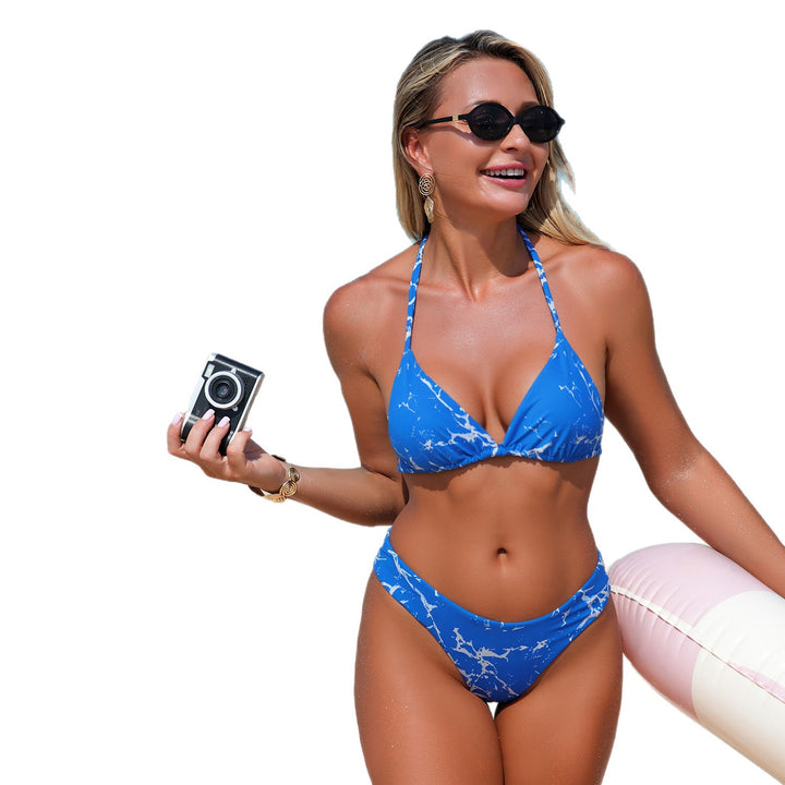 Damen Triangel-Bikini mit elegantem Schnitt und modernem Marmormuster Echo Archiv