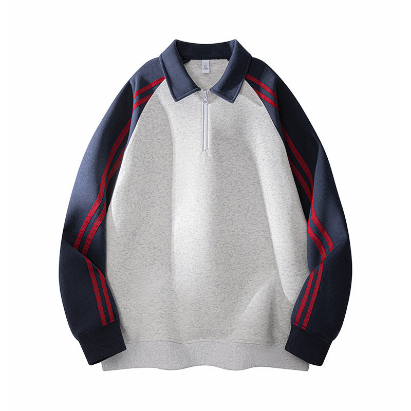 Herren Sportlicher Sweatshirt mit Stehkragen und Reißverschluss Echoarchiv