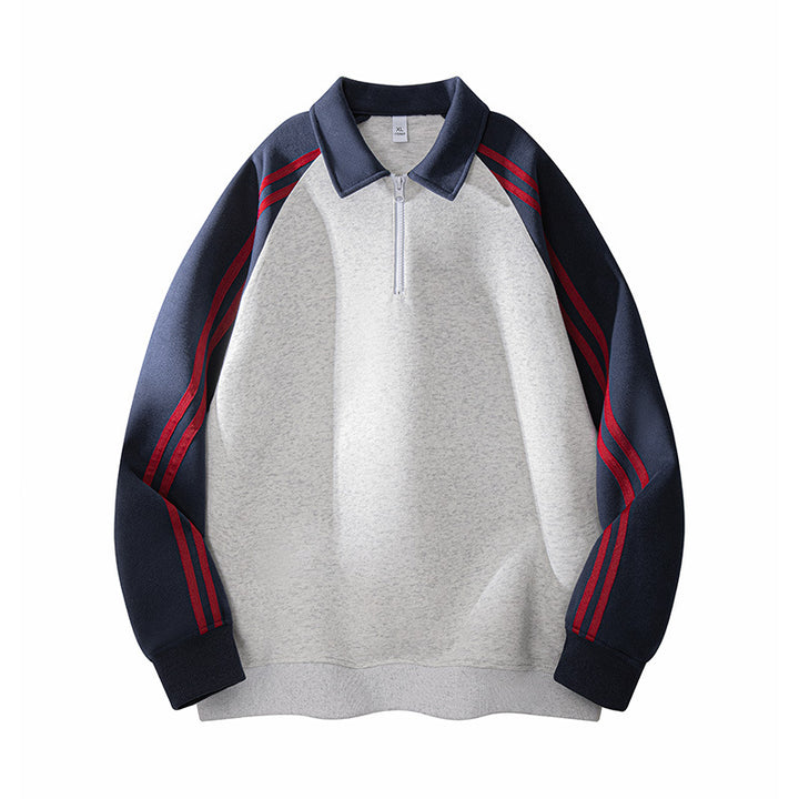 Herren Sportlicher Sweatshirt mit Stehkragen und Reißverschluss Echoarchiv