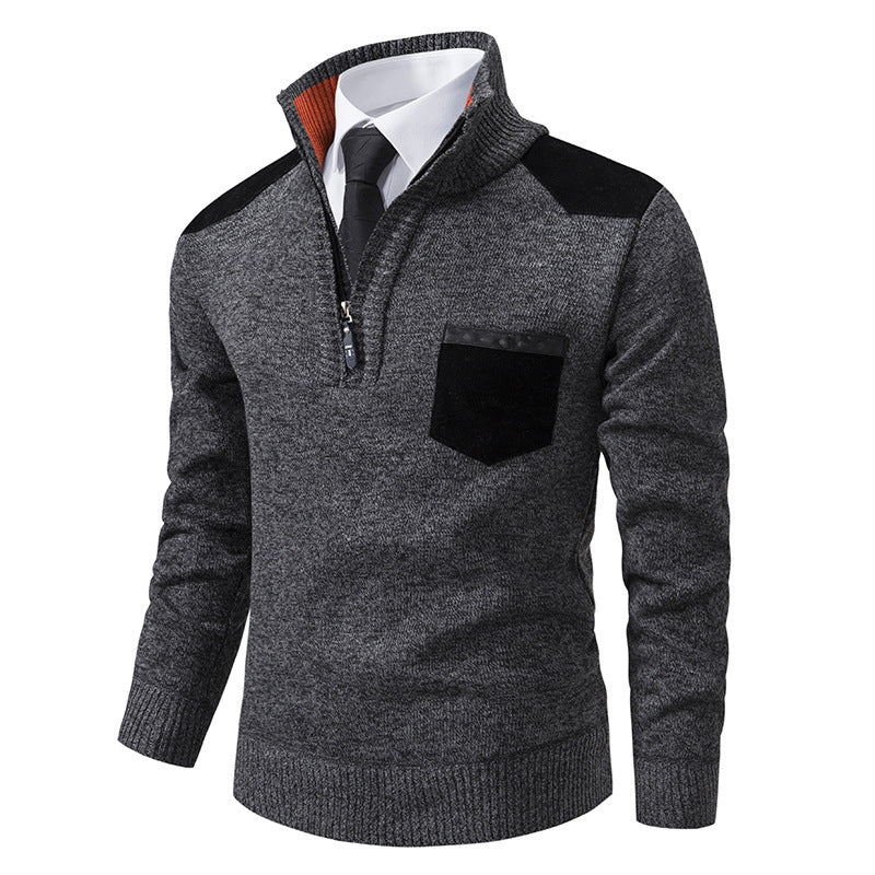Herren lässiger Pullover mit halbem Reißverschluss und modernem Kragen Echoarchiv