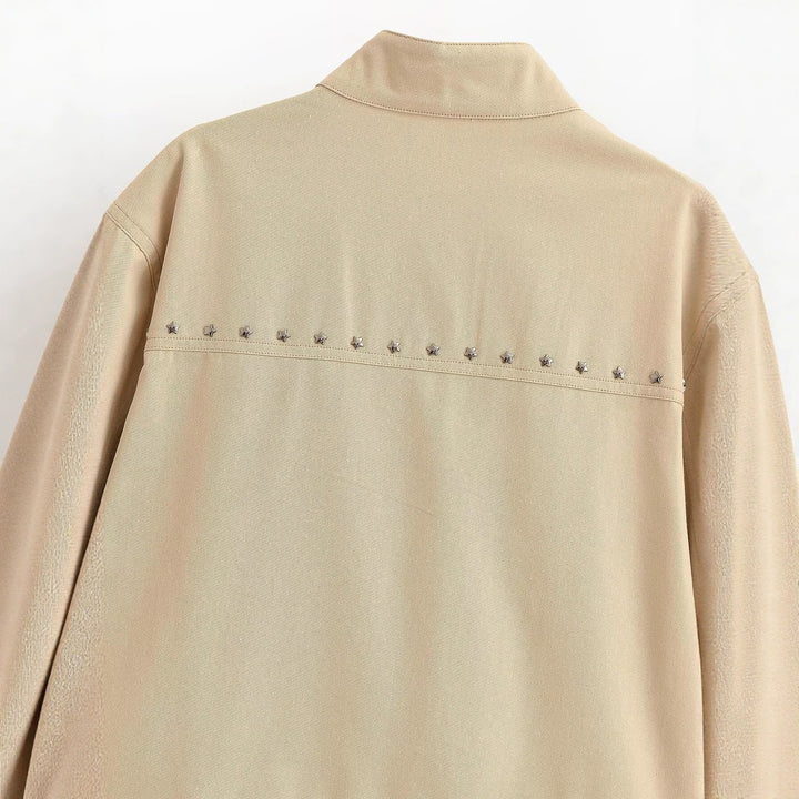 Damen Cropped Blouson in veganer Lederoptik mit Stehkragen und Nietenbesatz Echoarchiv