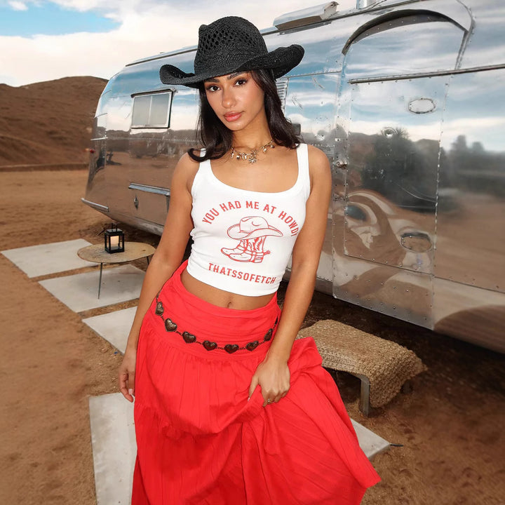 Damen Crop-Top mit auffälligem Schriftzug und figurbetontem Schnitt Echo Archiv