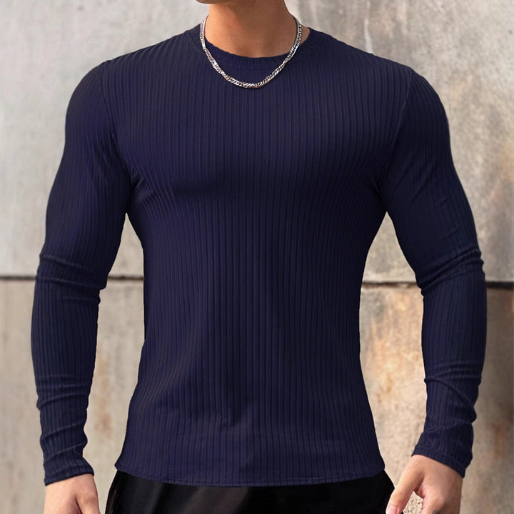 Herren Langarmshirt mit strukturiertem Rippenmuster und sportlicher Passform Echoarchiv