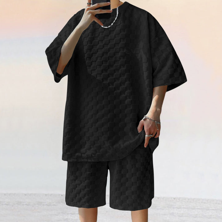 Herren lässiges Set aus T-Shirt und Shorts im Karomuster Echoarchiv