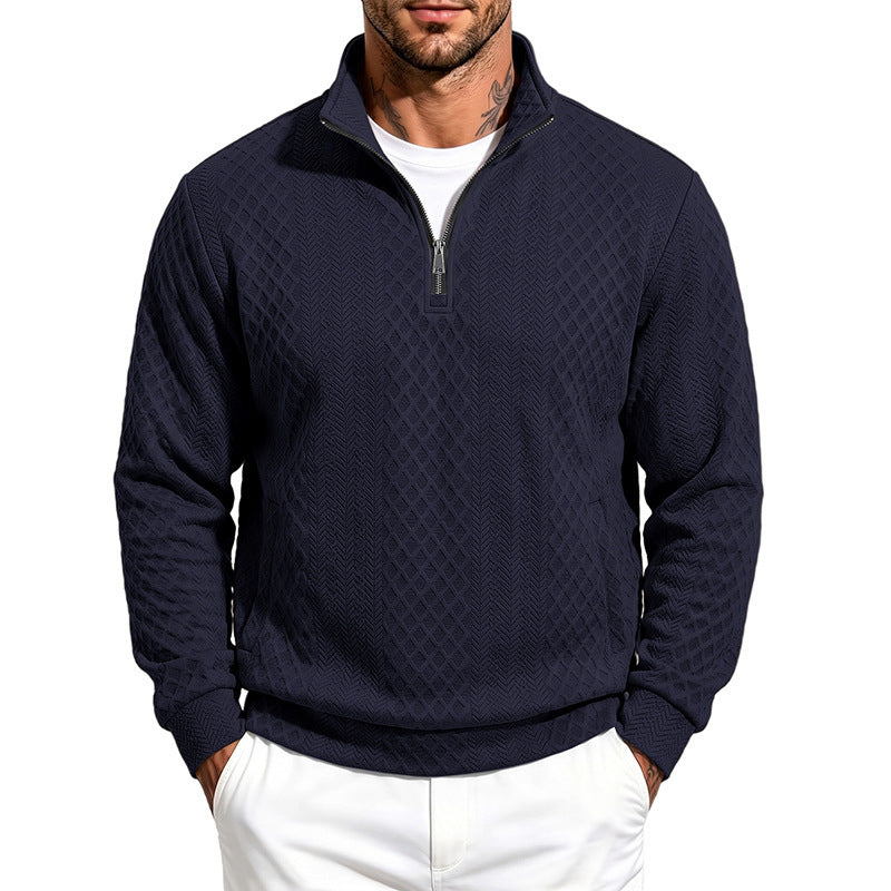 Herren Strukturierter Halbzip-Sweater aus Feinstrick mit Zopfmuster und Eingriffstaschen Echoarchiv