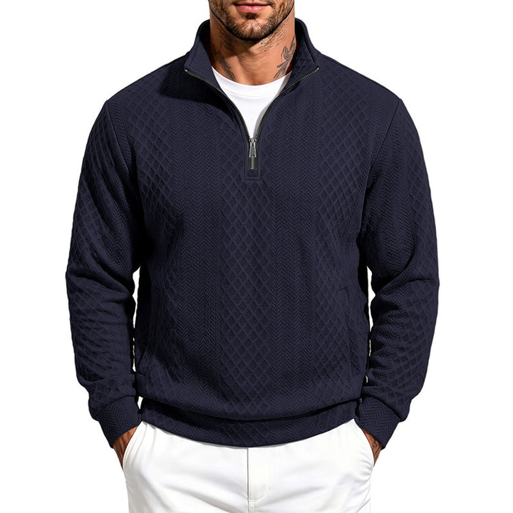 Herren Strukturierter Halbzip-Sweater aus Feinstrick mit Zopfmuster und Eingriffstaschen Echoarchiv