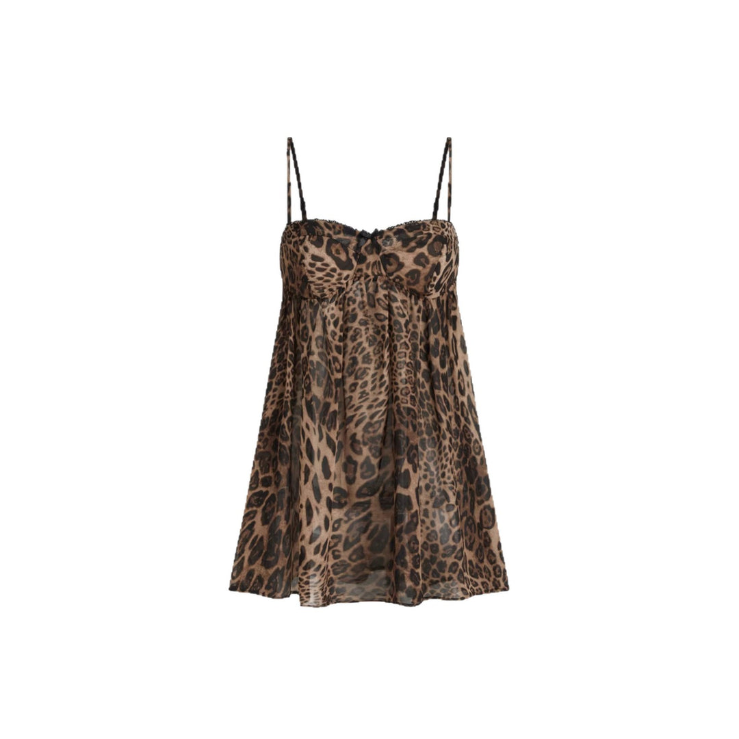 Damen Verspielt transparentes Spaghettiträgershirt mit Leopardenmuster Echo Archiv