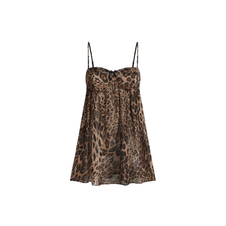 Damen Verspielt transparentes Spaghettiträgershirt mit Leopardenmuster Echo Archiv