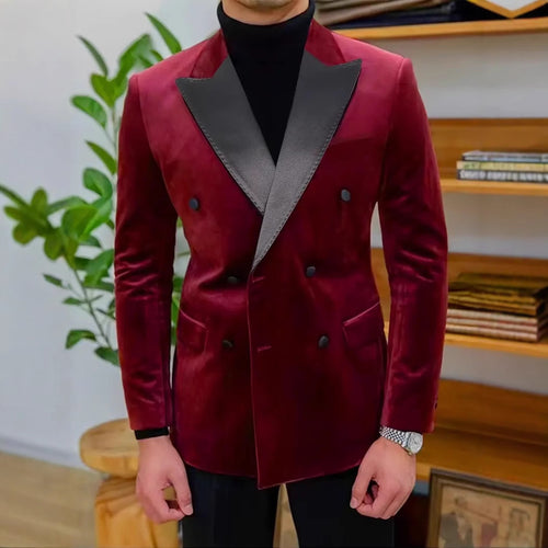 Herren eleganter Samtblazer mit satinierter Kragenpartie Echoarchiv