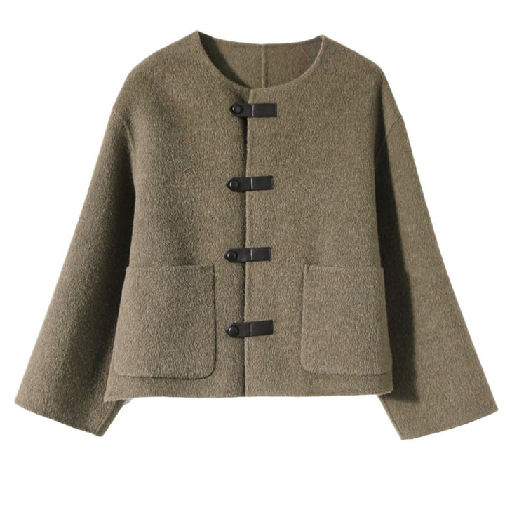 Damen Elegante Wolljacke mit Knöpfen Echoarchiv