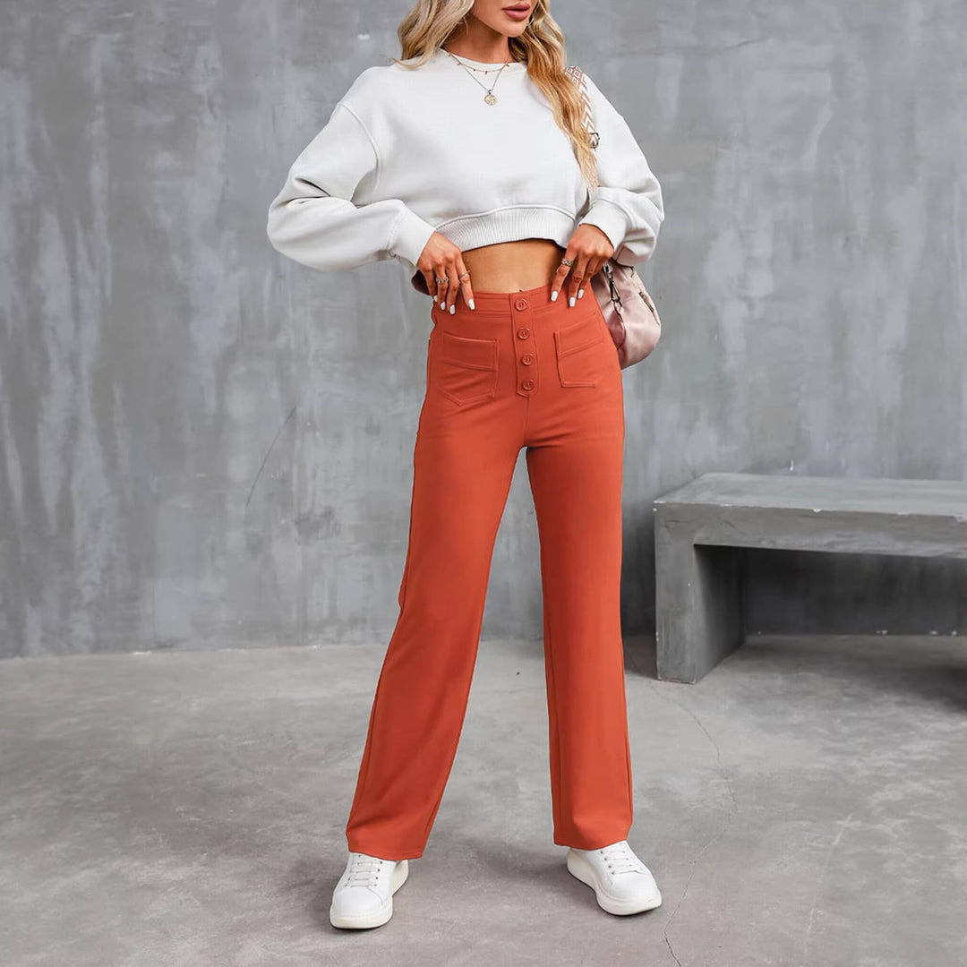 Damen Hochtaillierte Wide‑Leg Hose mit aufgesetzten Taschen Echo Archiv