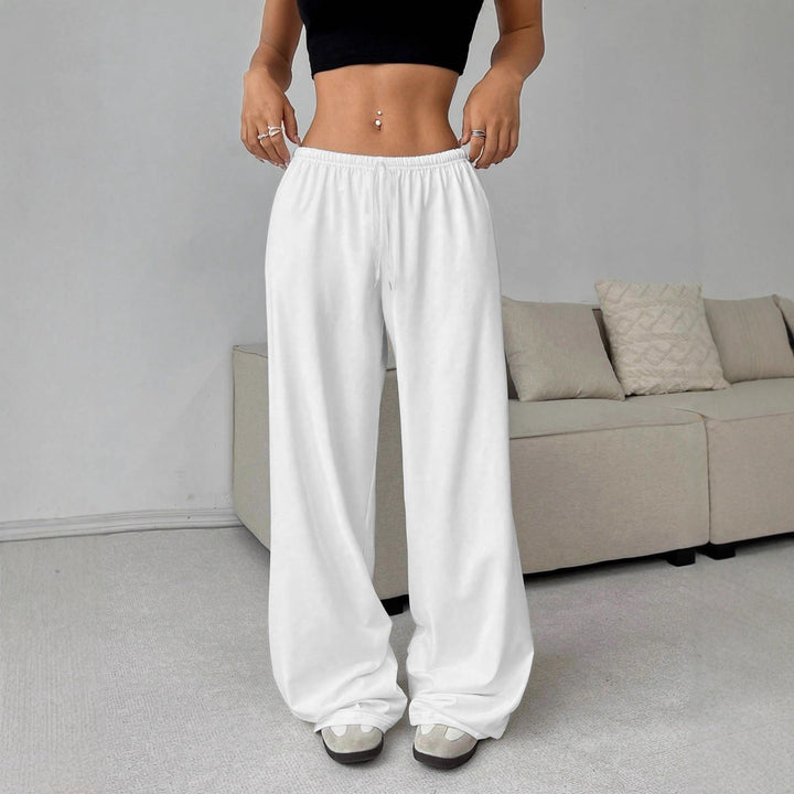 Damen weiter Highwaist Palazzo-Jogger mit elastischem Komfortbund, Kordelzug und seitlichen Eingrifftaschen – Avélisse