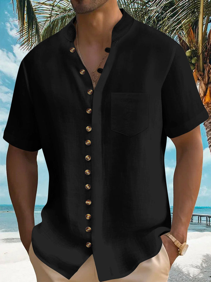 Herren Kurzarm Hemd mit modernem Knopfdesign Echoarchiv