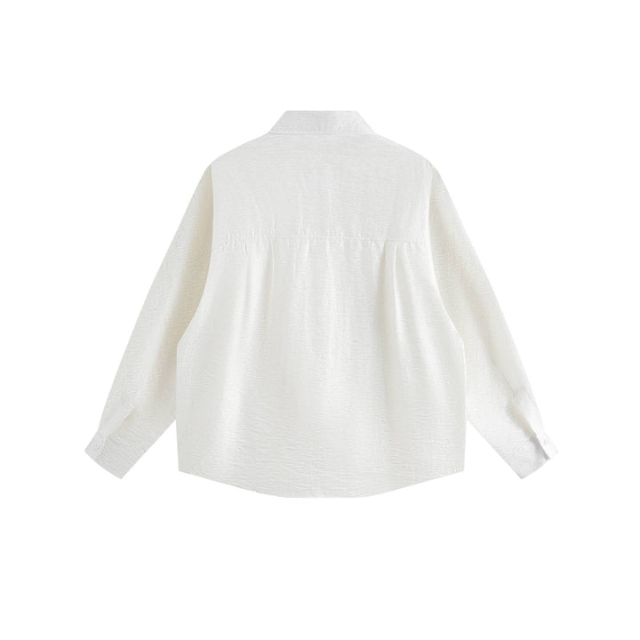 Damen Oversize-Hemdbluse aus strukturierter Baumwollmischung mit Kellerfalten Echoarchiv