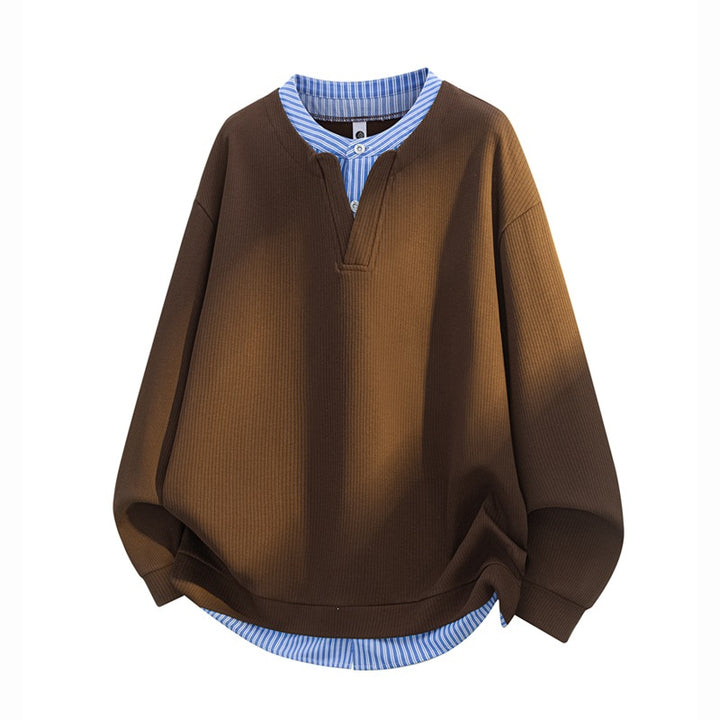 Herren Oversize-Struktur-Sweatshirt mit Hemd-Layer-Effekt Echoarchiv