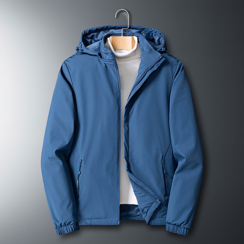Herren Leichte Softshelljacke mit Microfleece-Futter, Kapuze und verdeckten Reißverschlusstaschen – Taviero