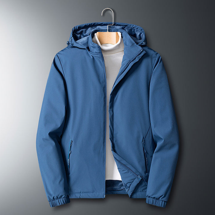 Herren Leichte Softshelljacke mit Microfleece-Futter, Kapuze und verdeckten Reißverschlusstaschen – Taviero