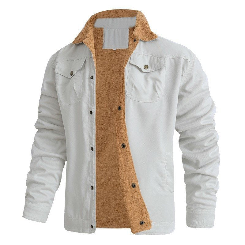 Herren Sherpa-gefütterte Canvas-Truckerjacke mit Teddyfell-Innenfutter und Hemdkragen Echo Archiv