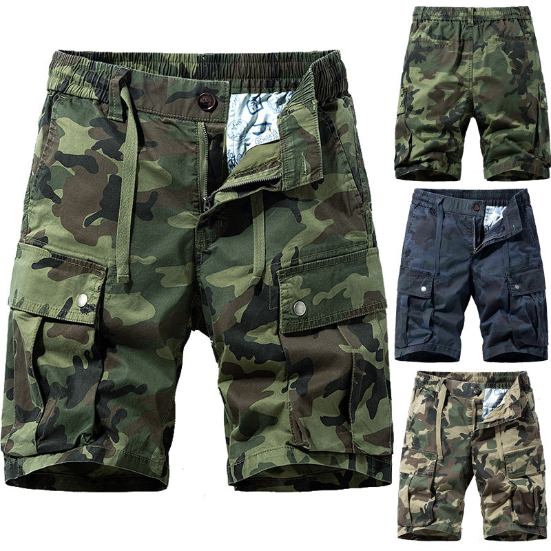 Herren Cargoshorts im lässigen Camouflage-Design mit elastischem Bund und praktischen Taschen Echoarchiv