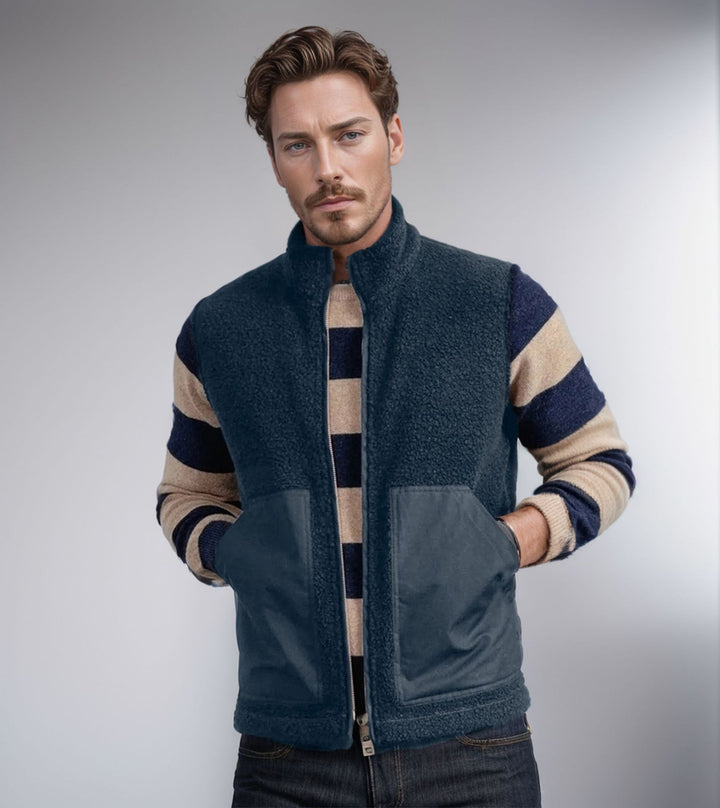 Herren modische Fleecejacke mit strukturiertem Kragen und praktischen Taschen Echoarchiv