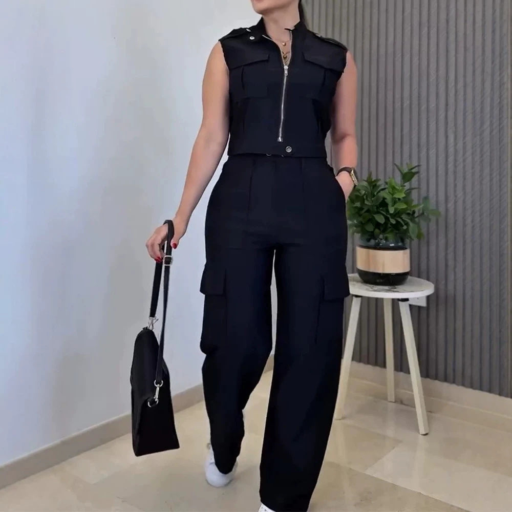 Damen Cargo-Jumpsuit mit kurzem Oberteil und praktischen Taschen Echo Archiv