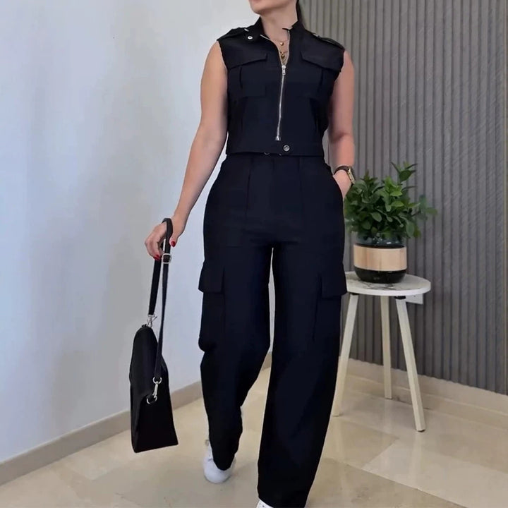 Damen Cargo-Jumpsuit mit kurzem Oberteil und praktischen Taschen Echo Archiv